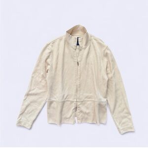 Vintage Faconnable Cream Zip Sweater Mock Neck Classic High Quality